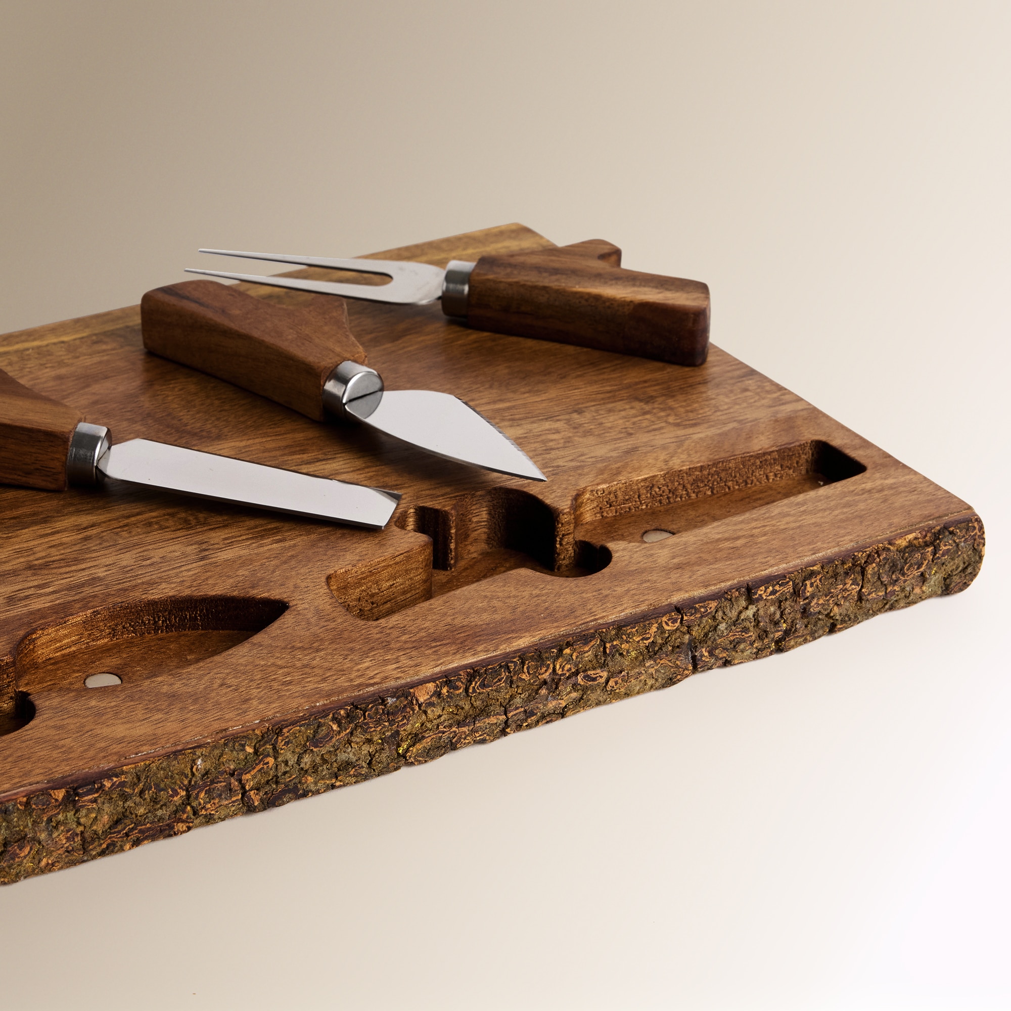 Tábua de Cortar com 3 Utensílios para Queijo Natural-2