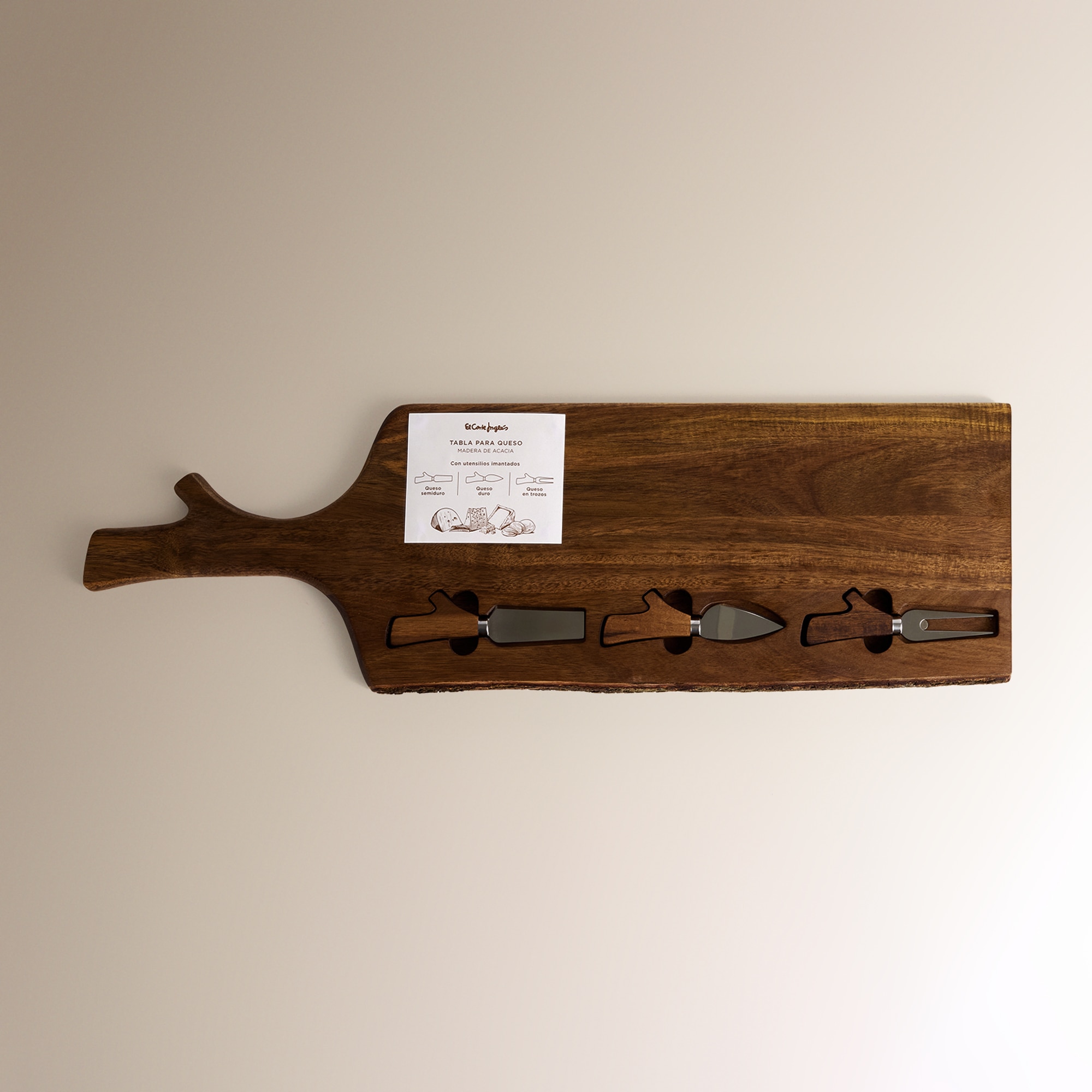 Tábua de Cortar com 3 Utensílios para Queijo Natural-4