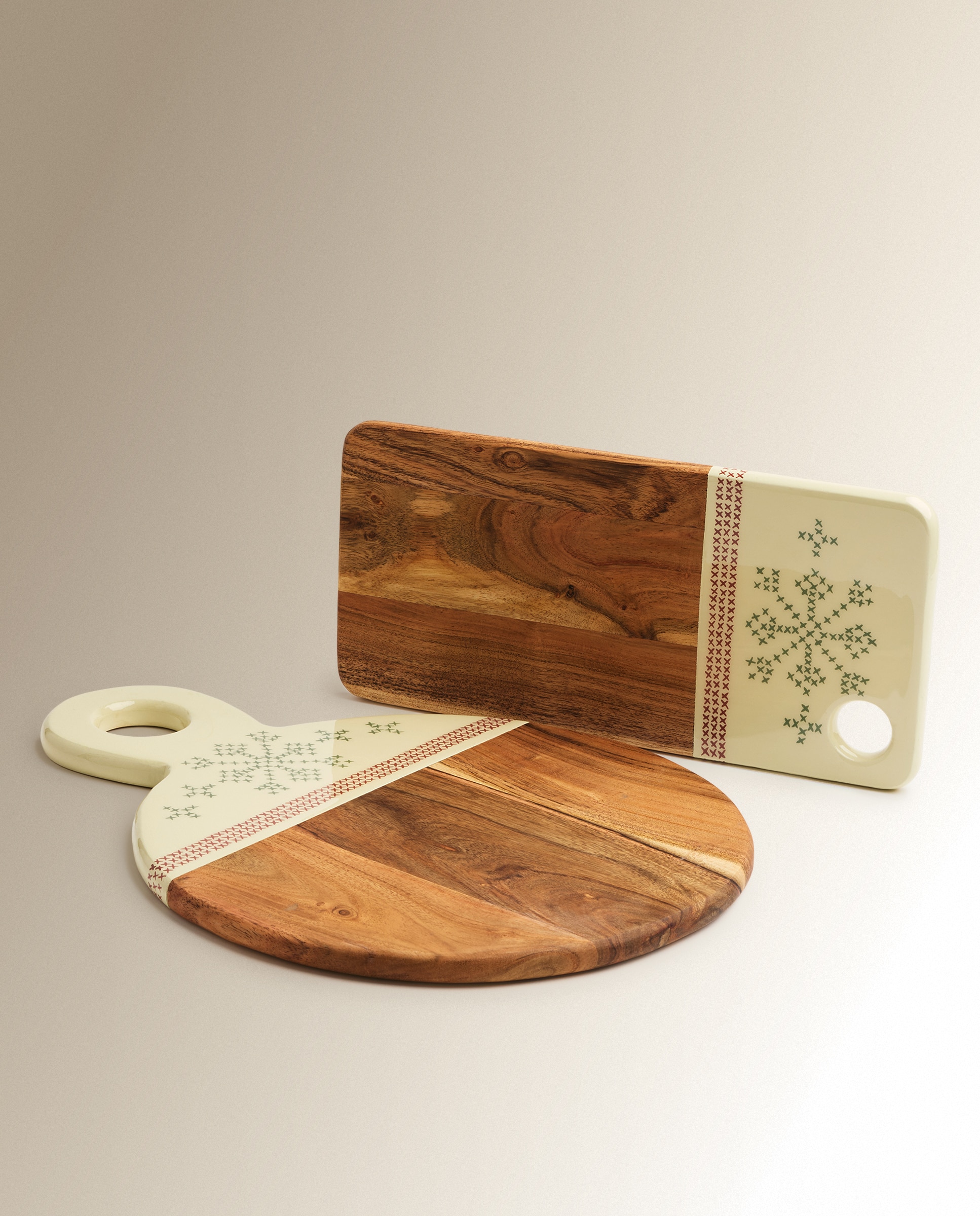 Tabla de cortar redonda esmaltada Alpes Navidad - Multicolor Multicolor-4