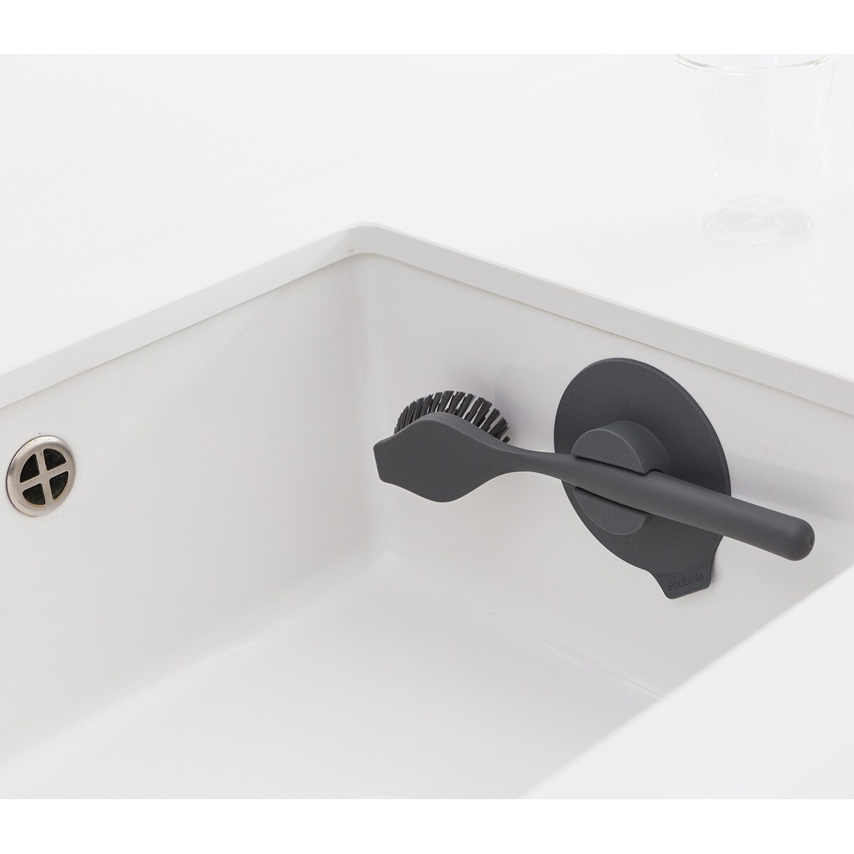 Escova para lavar pratos com suporte de ventosa Sink Side Brabantia Cinzento-escuro-3