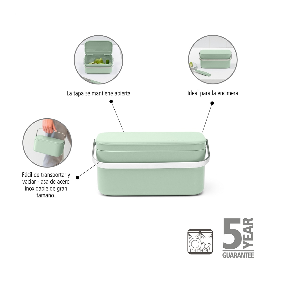 Recipiente para resíduos orgânicos Sink Side Brabantia Verde-menta-5