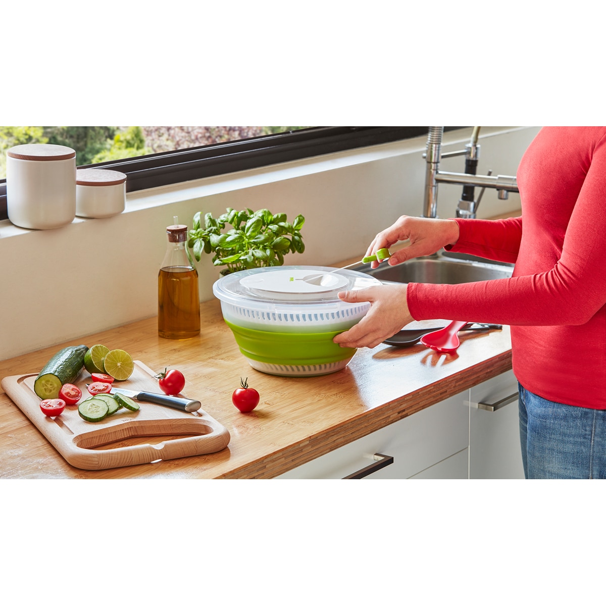 Centrifugadora de salada dobrável Verde-9