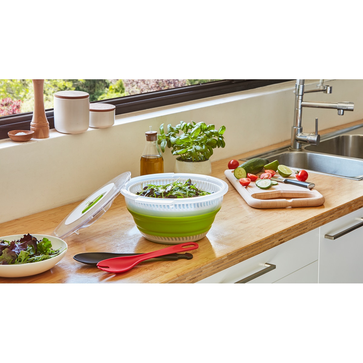 Centrifugadora de salada dobrável Verde-10
