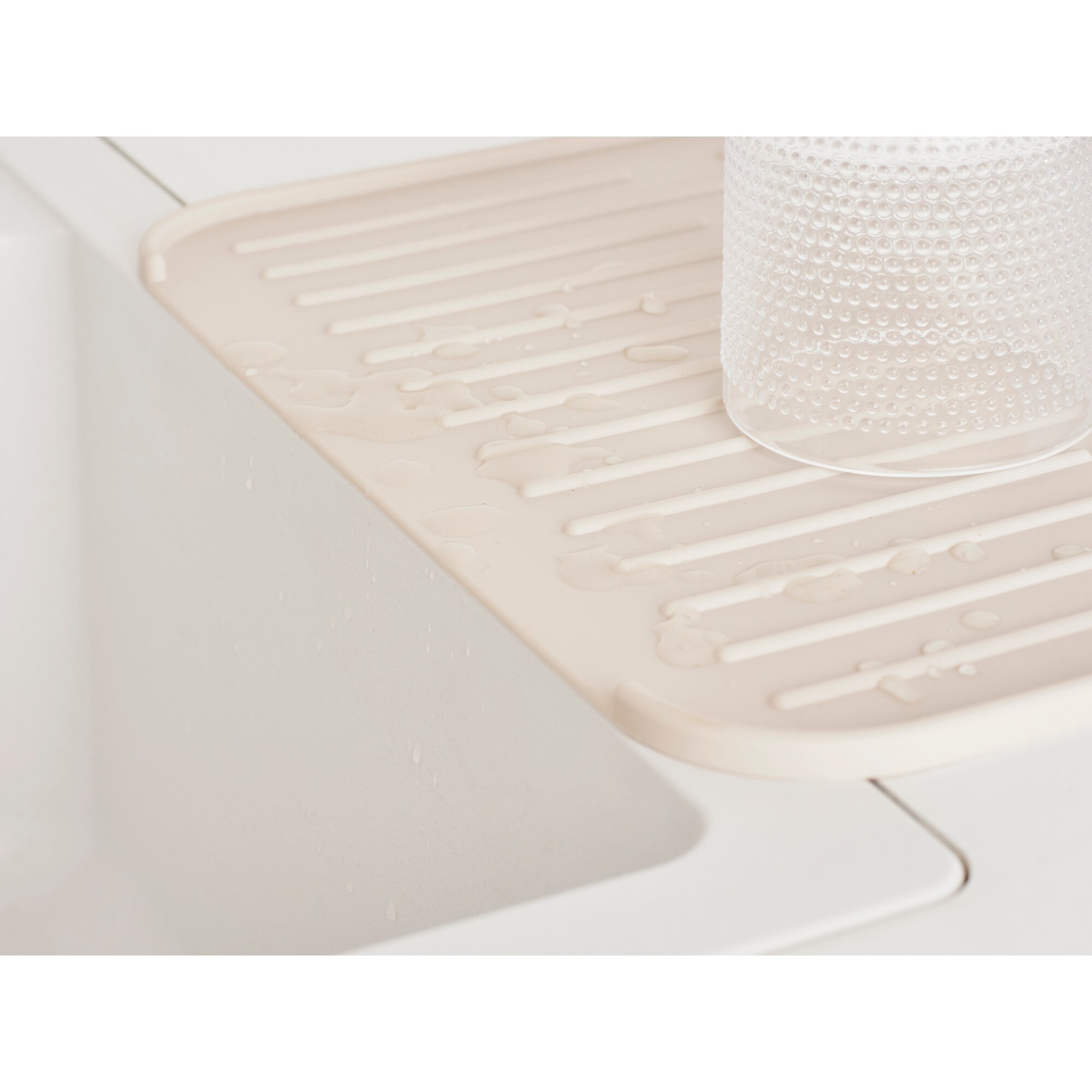 Tabuleiro escorredor de loiça em silicone Bege-4