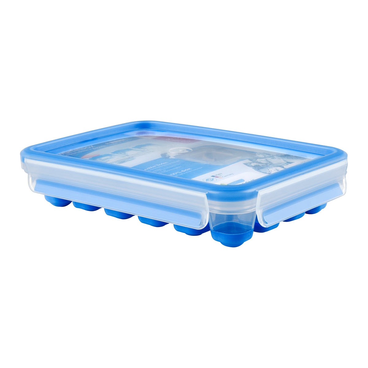 Molde de cubos de gelo com tampa hermética Clip & Close Emsa Azul-3