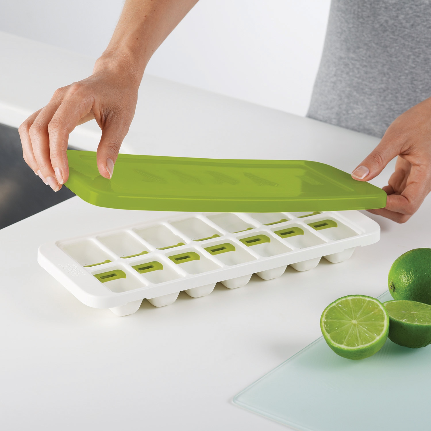 Tabuleiro de Cubos de Gelo de Libertação Fácil QuickSnap - Verde Branco-4
