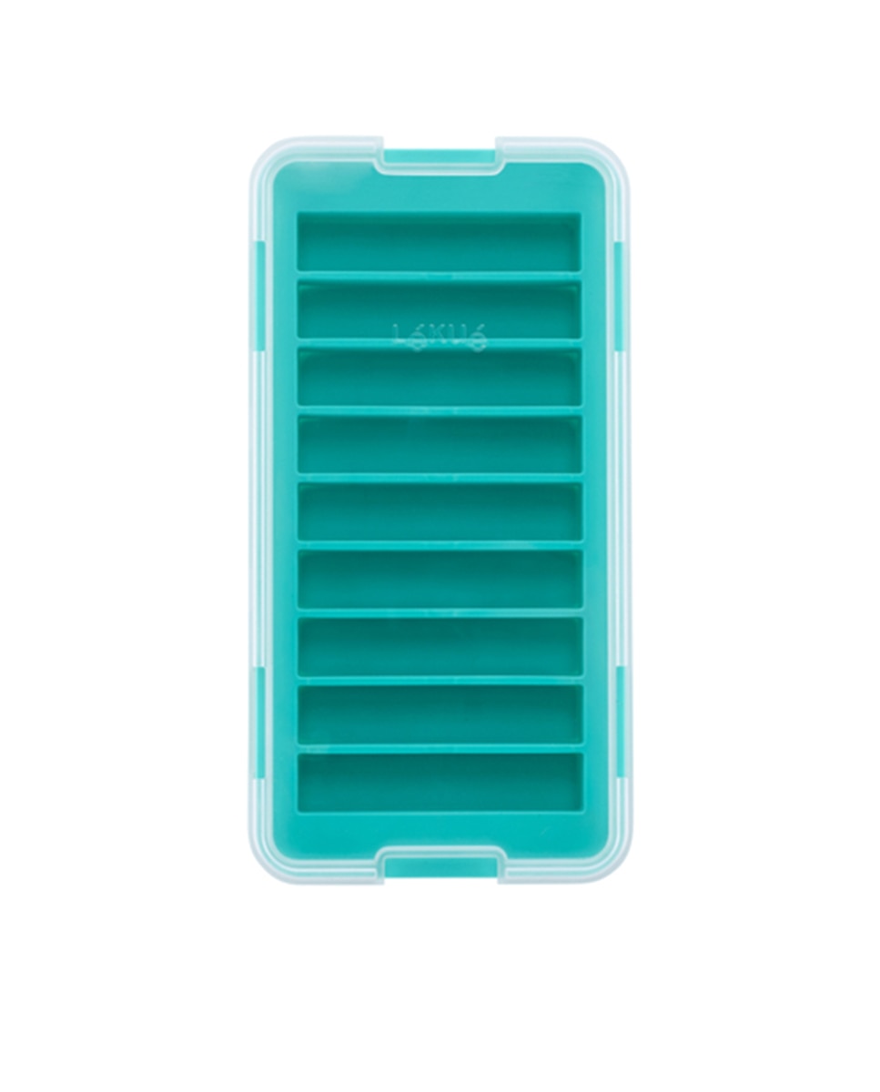 Tabuleiro para cubos de gelo com tampa Lékué Turquesa-2