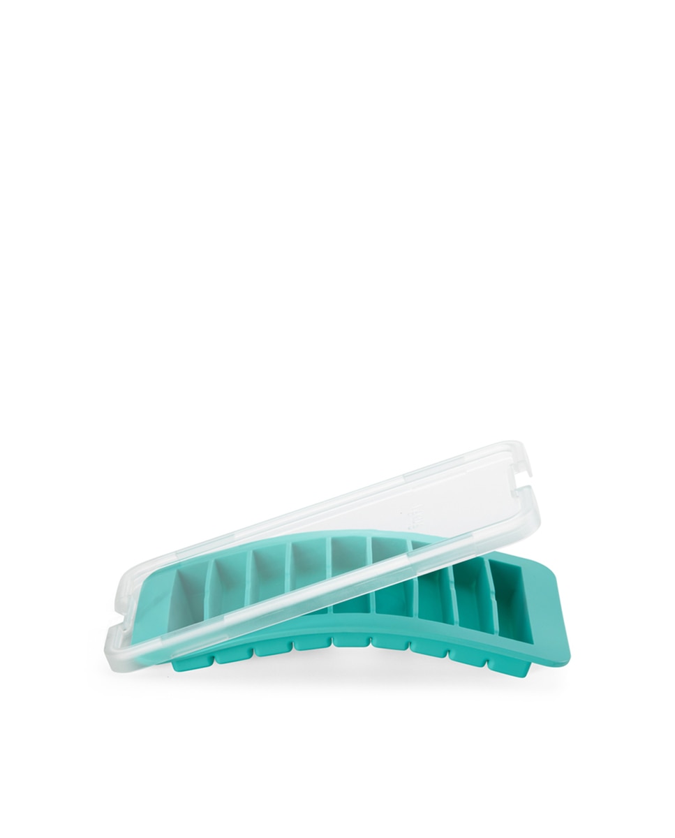 Tabuleiro para cubos de gelo com tampa Lékué Turquesa-4
