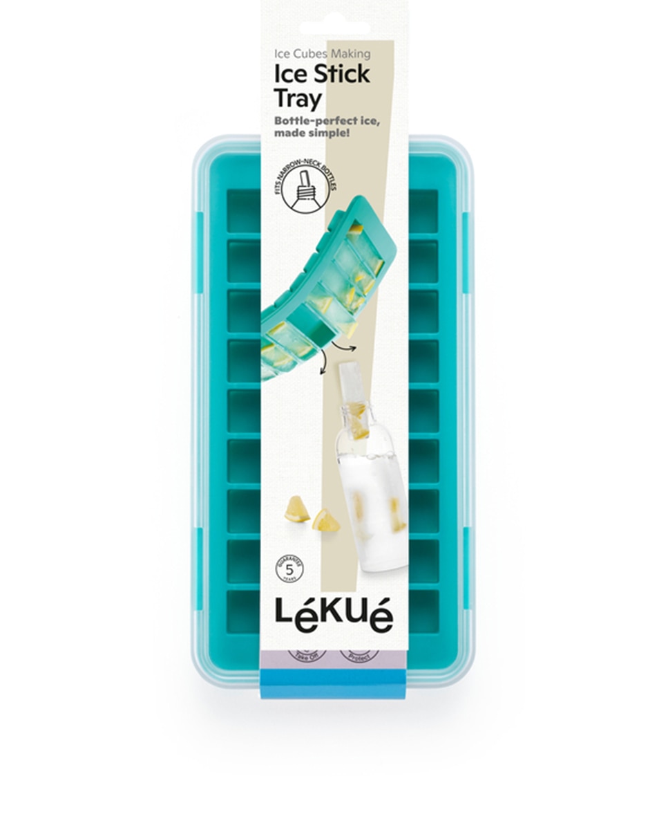 Tabuleiro para cubos de gelo com tampa Lékué Turquesa-6