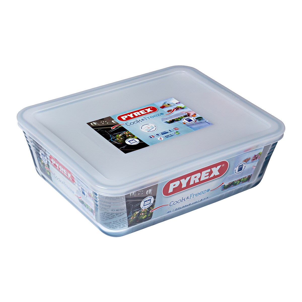 Hermético rectangular con tapa Cook & Freeze Pyrex Blanco-5