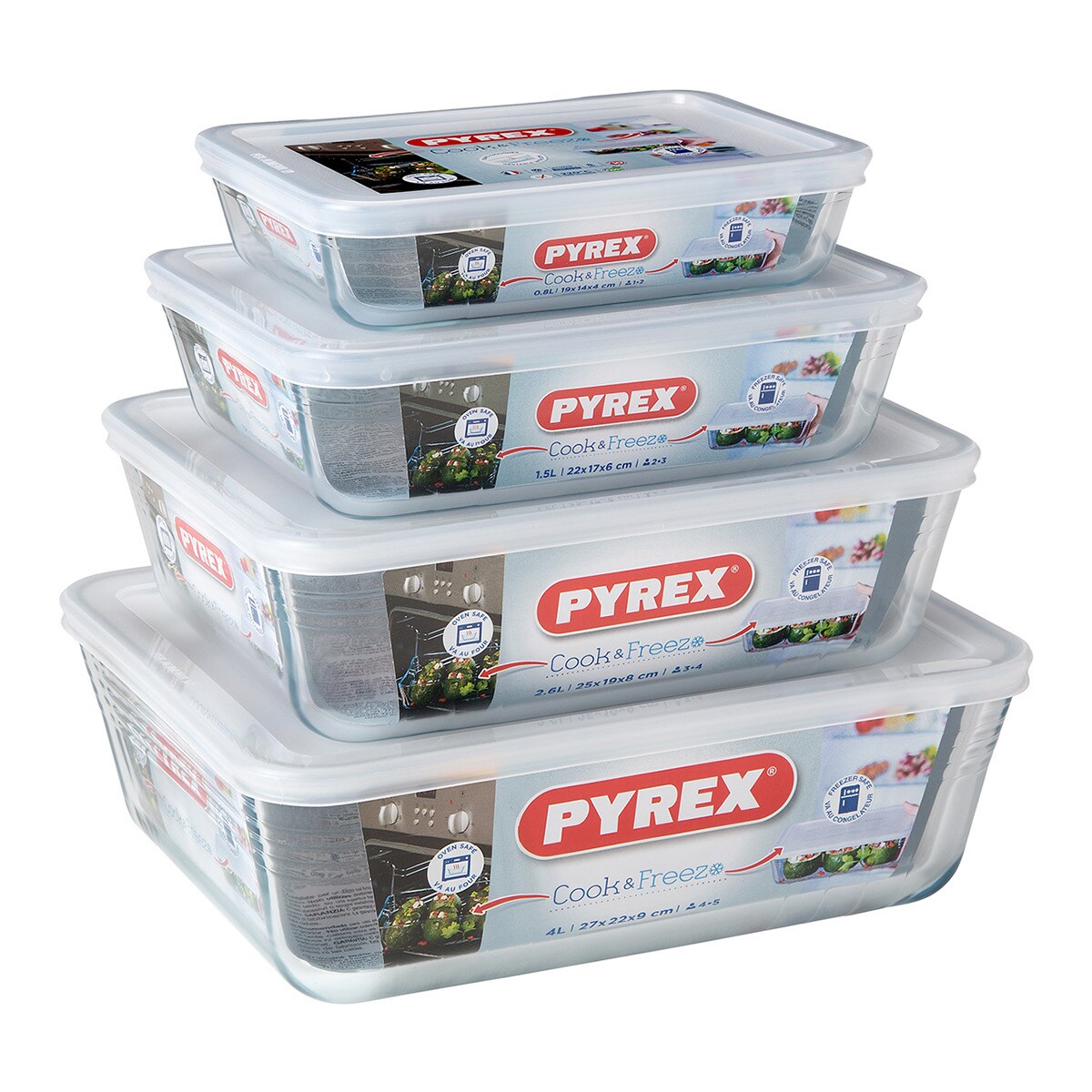 Hermético rectangular con tapa Cook & Freeze Pyrex Blanco-8