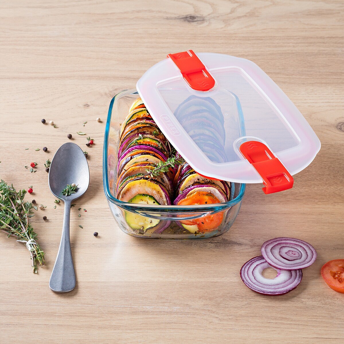 Recipiente con tapa Cook & Heat Pyrex - Rojo 0,4 litros Rojo-7
