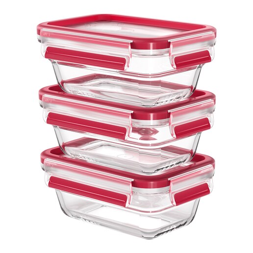 Set de 3 herméticos rectangulares Clip & Close Glass Emsa