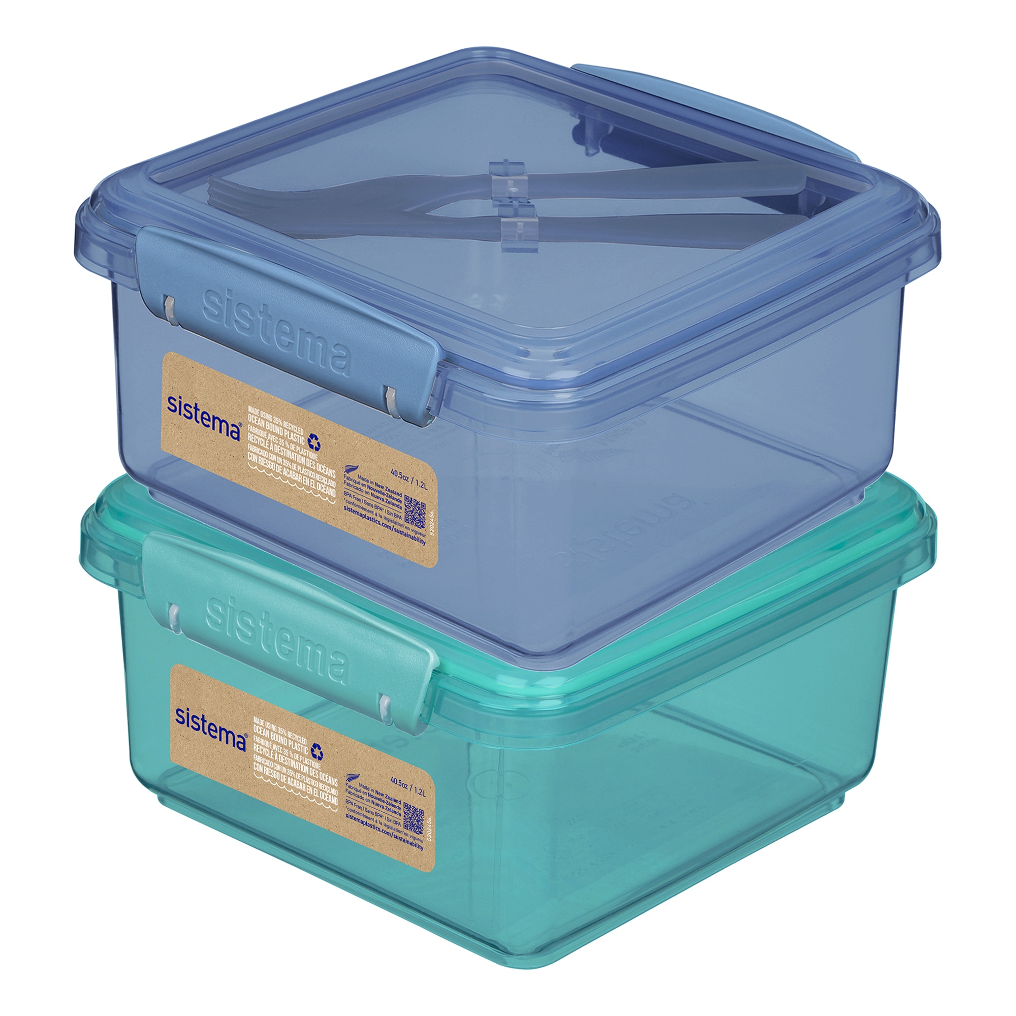 Recipiente Hermético com Talheres Ocean Bound Modelos Sortidos Multicolor-1