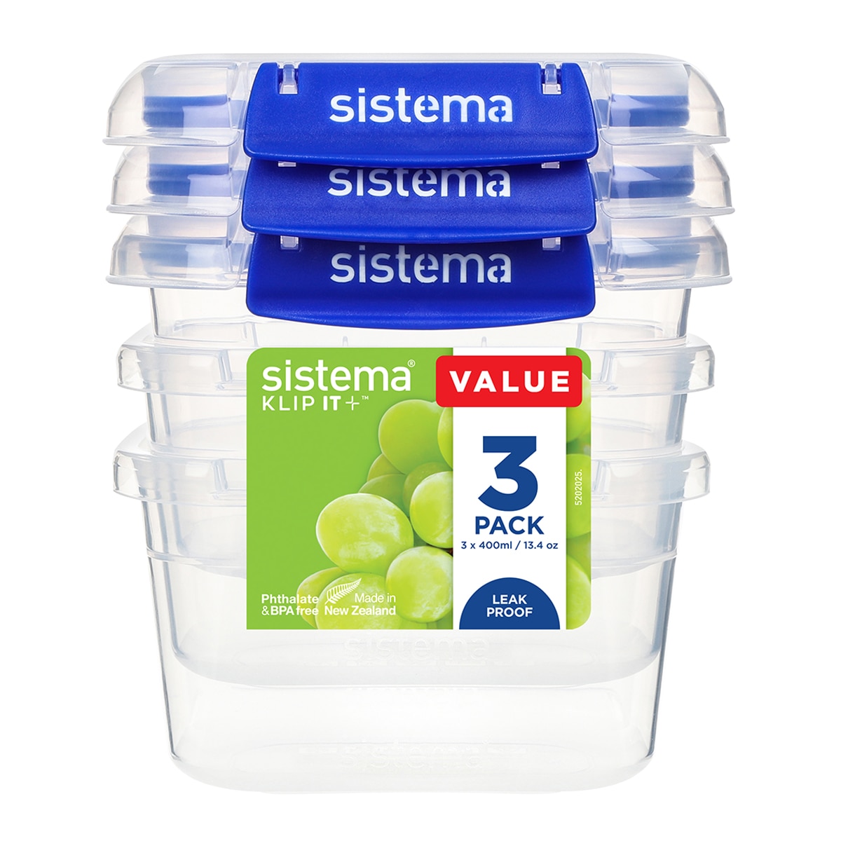 Conjunto de 3 Recipientes Herméticos Klip It - 400 ml Transparente-2