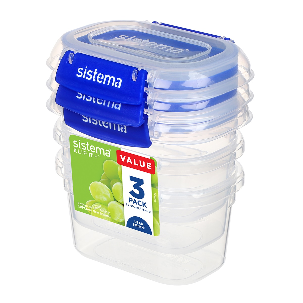 Conjunto de 3 Recipientes Herméticos Klip It - 400 ml Transparente-7