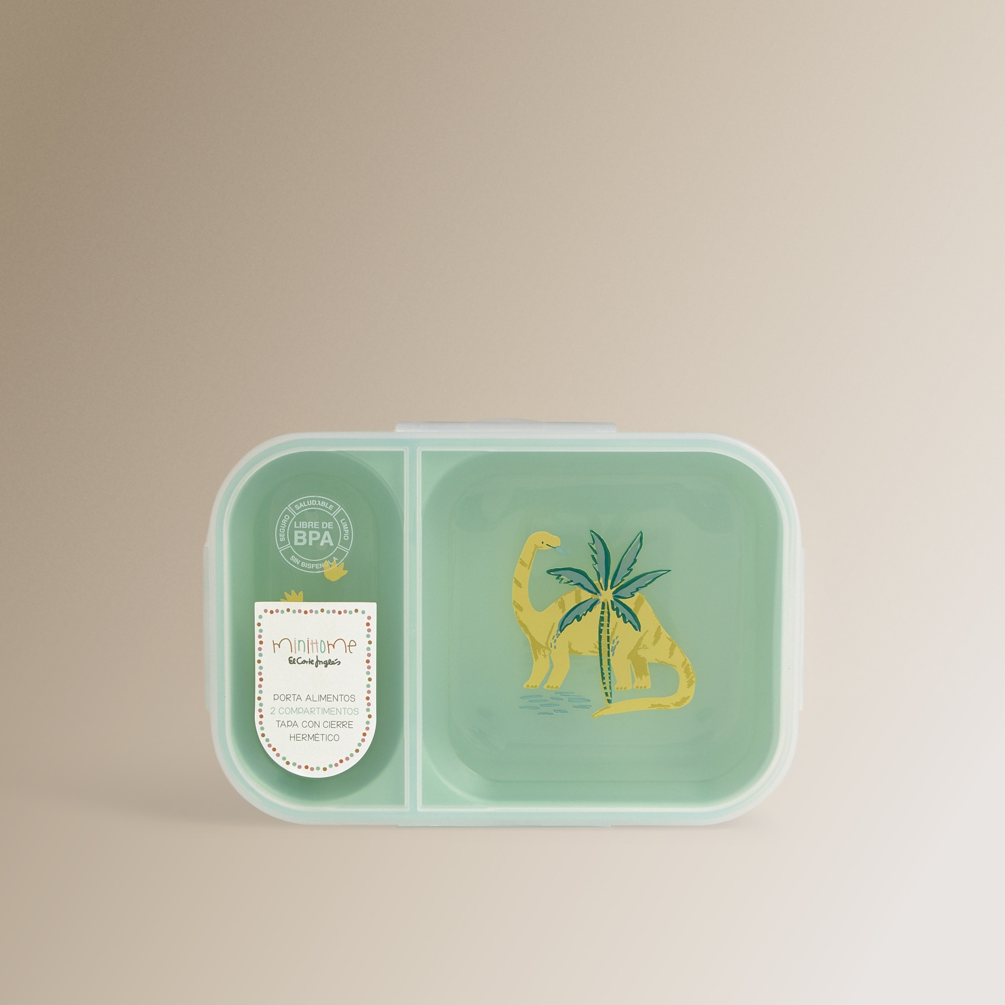Recipiente Hermético com 2 Compartimentos Dinossauro Verde-4