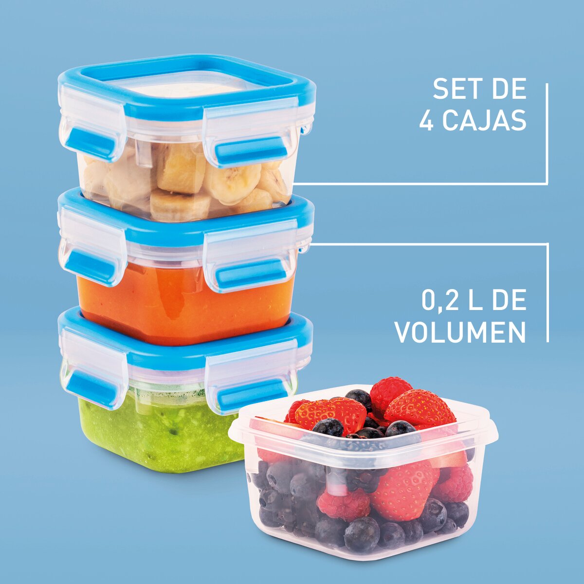 Conjunto de 4 Recipientes Herméticos Clip&Close 2