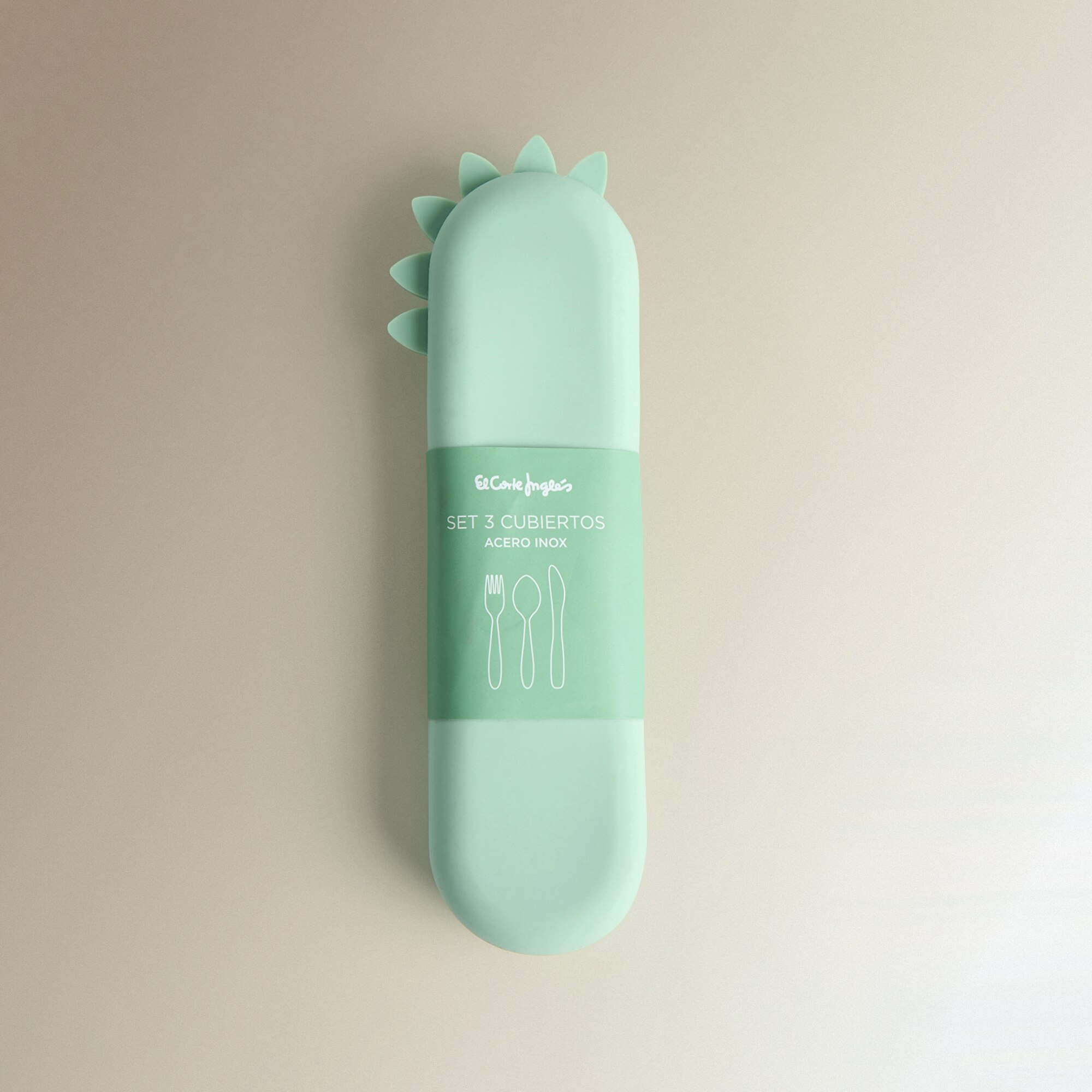 Conjunto de 3 Talheres Infantis Dino Azul-7