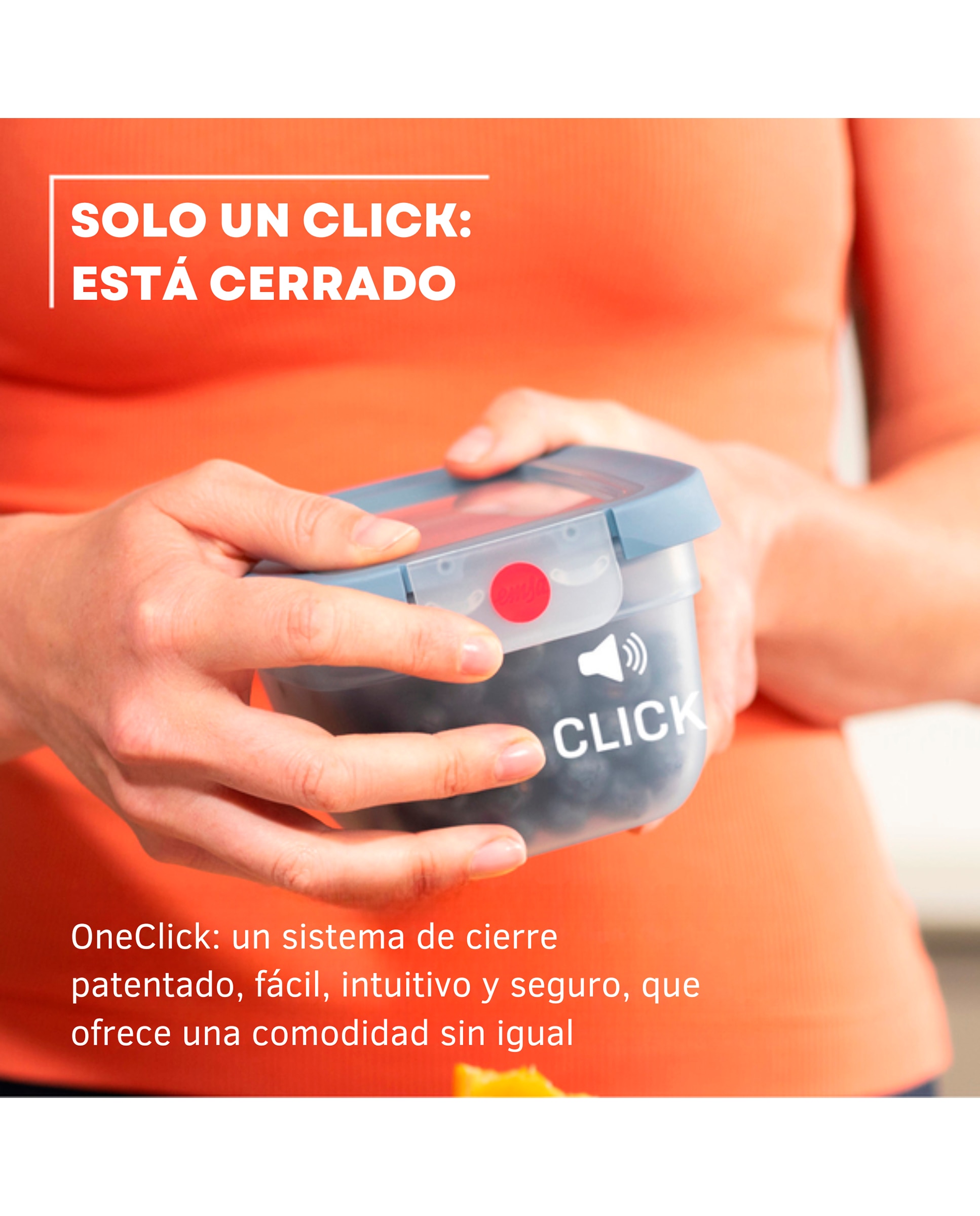 Hermético rectangular a prueba de fugas Plastico OneClick Emsa - Azul 0,5 litros Azul-3