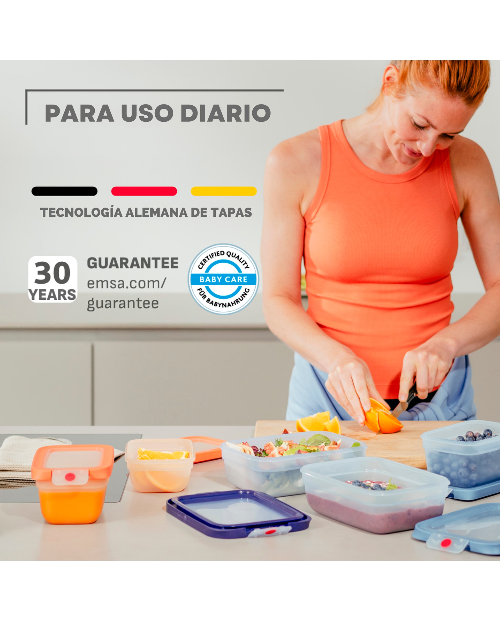 Hermético rectangular a prueba de fugas Plastico OneClick Emsa - Azul 0,5 litros Azul-4