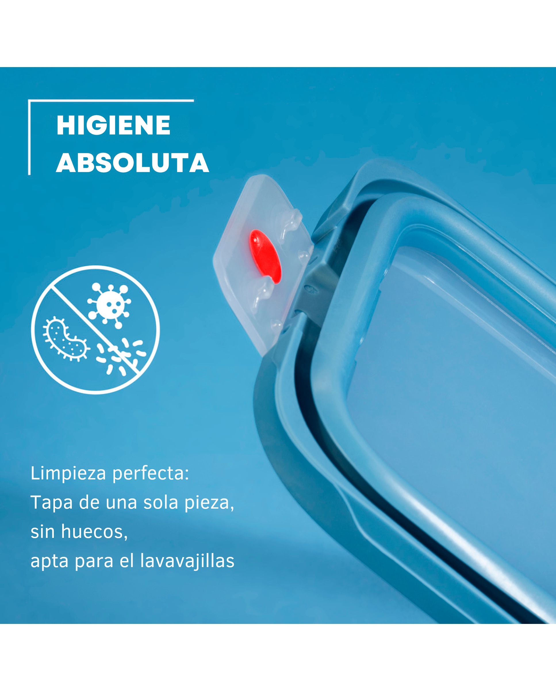 Hermético rectangular a prueba de fugas Plastico OneClick Emsa - Azul 0,5 litros Azul-6