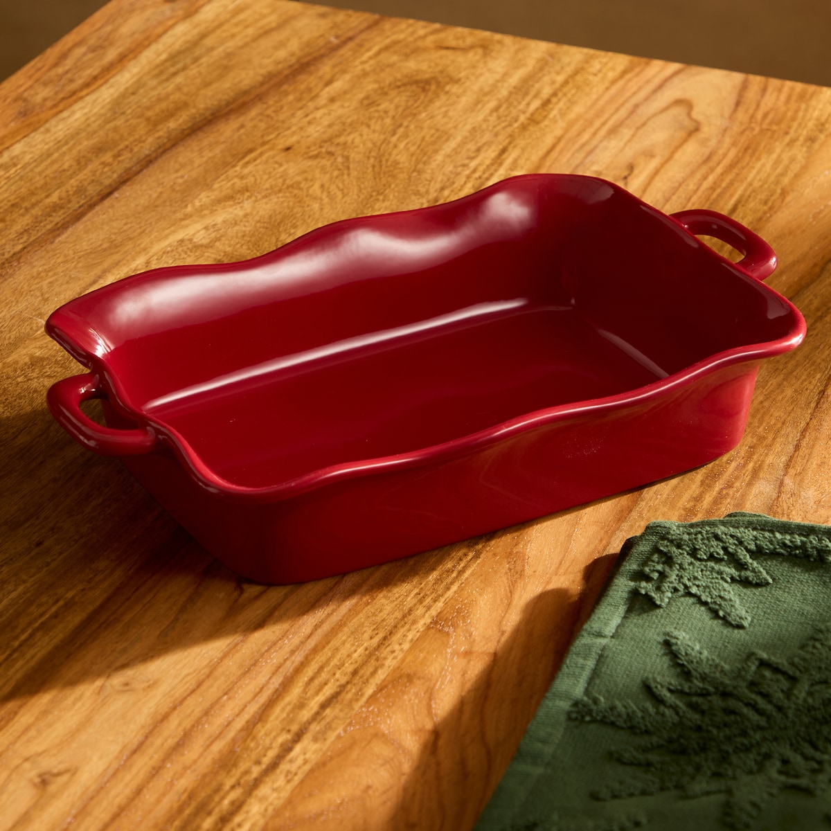 Fuente para horno rectangular Navidad Rojo-1