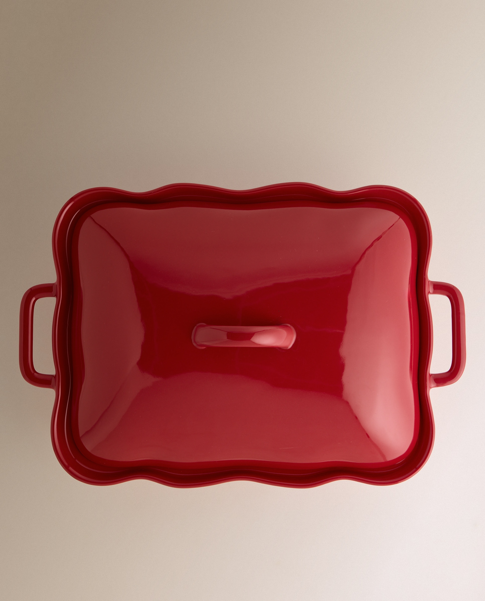 Fuente de horno con tapa de cerámica Navidad - Rojo Rojo-1