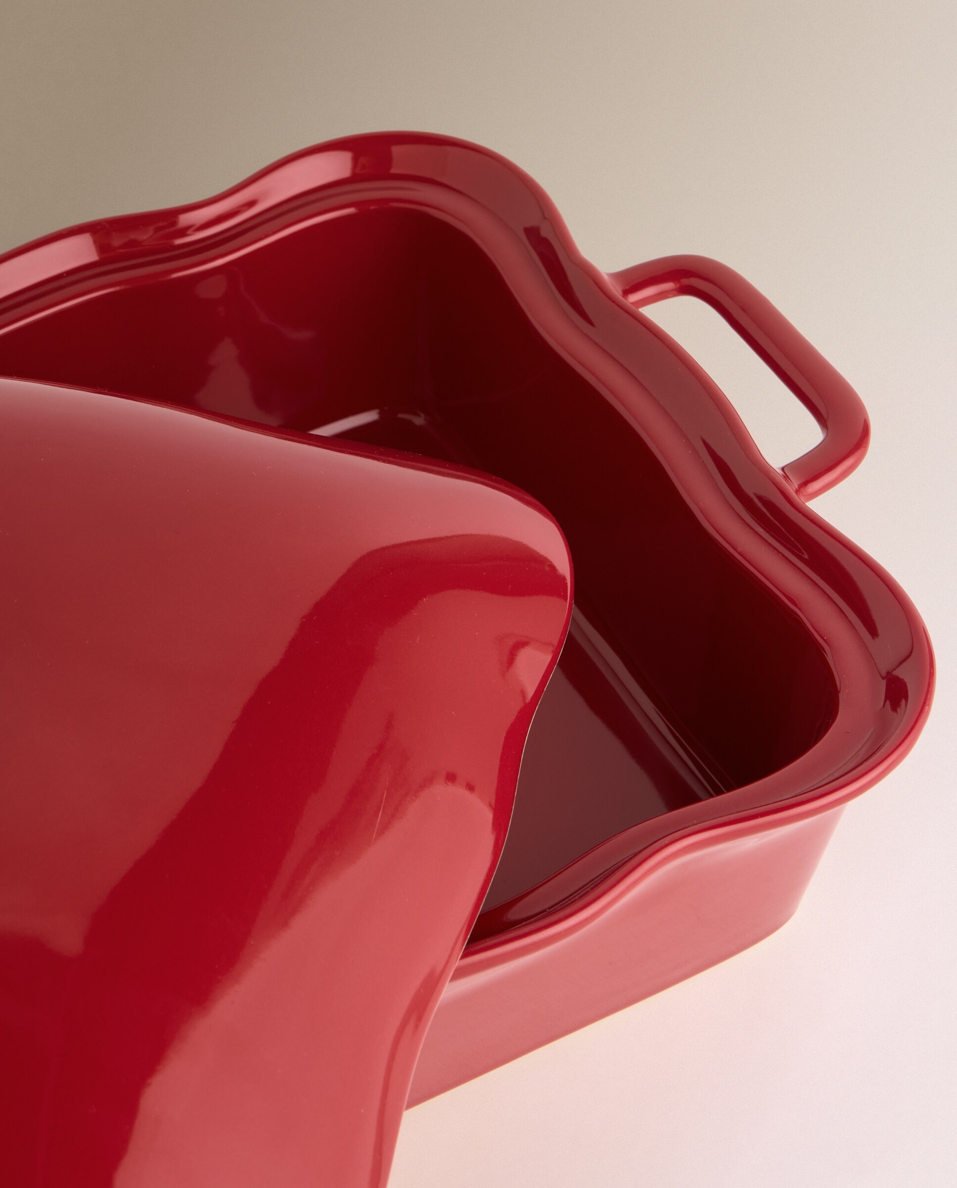 Fuente de horno con tapa de cerámica Navidad - Rojo Rojo-3