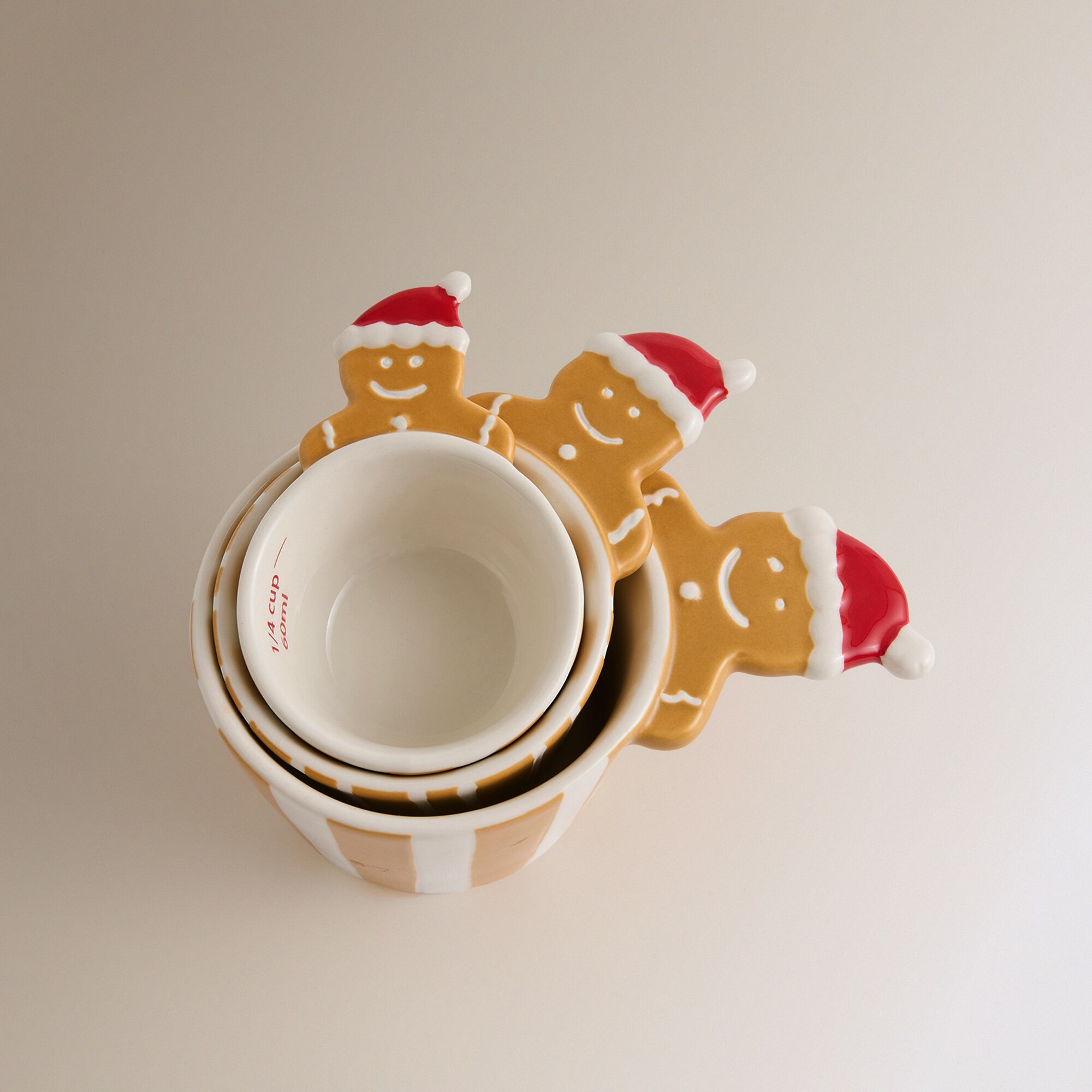 Conjunto de 3 Chávenas Medidoras Bolacha de Gengibre Natal Multicolor-1