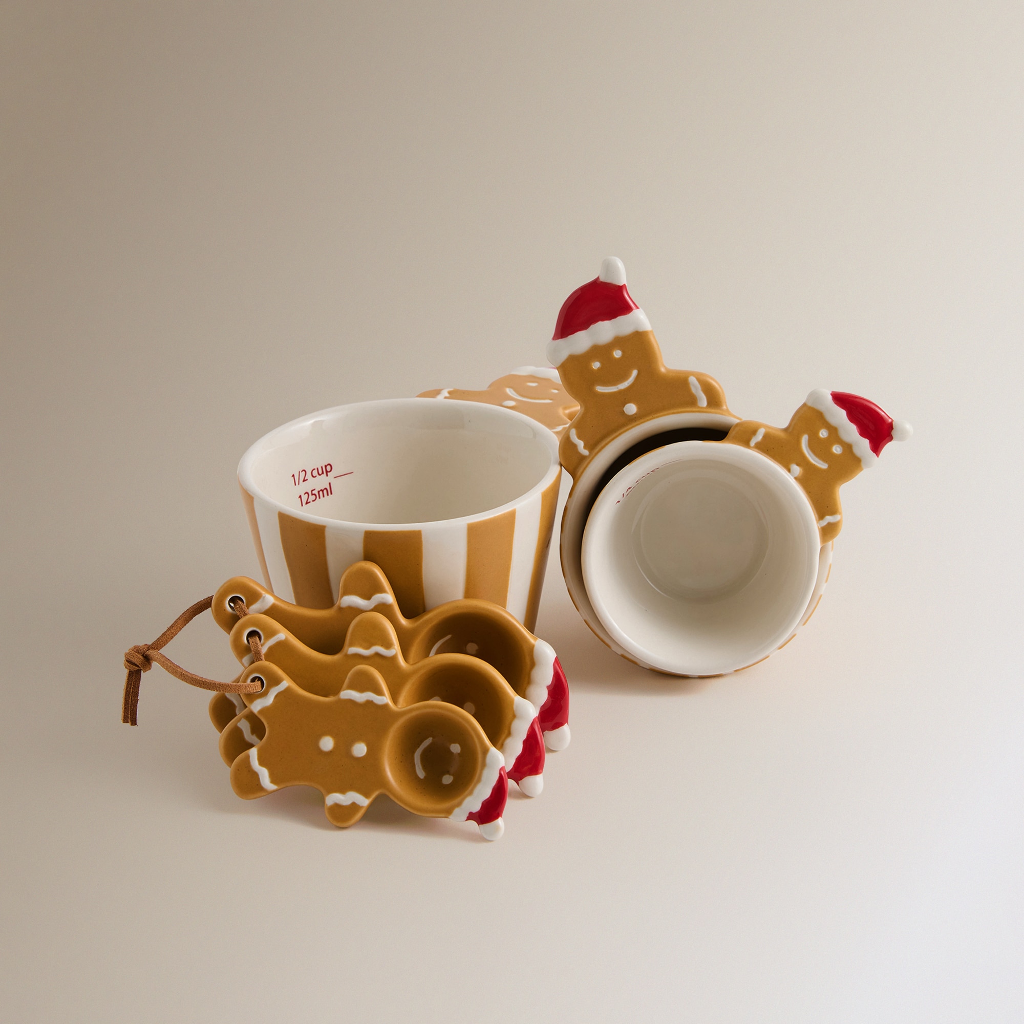 Conjunto de 3 Chávenas Medidoras Bolacha de Gengibre Natal Multicolor-5