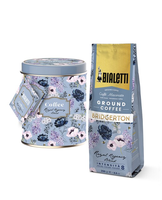Set de bote y bolsa de café Royal Regency Blend Bridgerton Bialetti