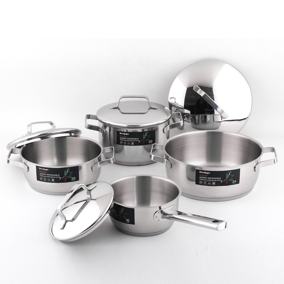 Batería de 4 piezas de acero inoxidable El Corte Inglés Acero-1