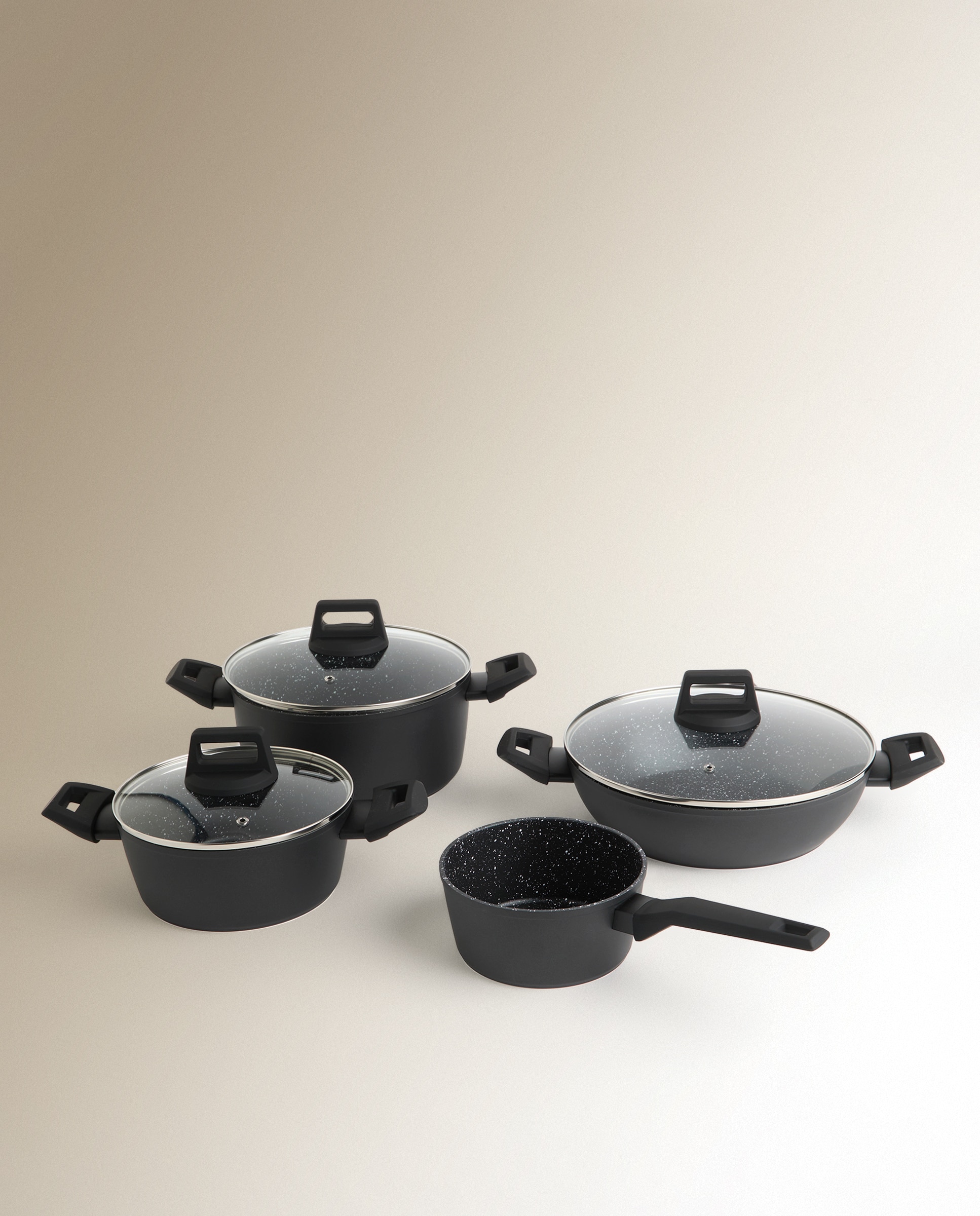 Imagen 0 de Batería de cocina de 4 piezas de aluminio forjado efecto piedra Stone..