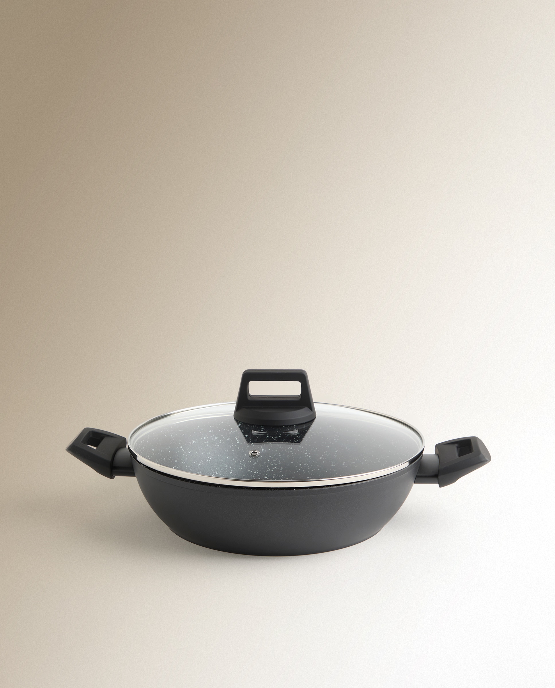 Batería de cocina de 4 piezas de aluminio forjado efecto piedra Stone.. Negro-2