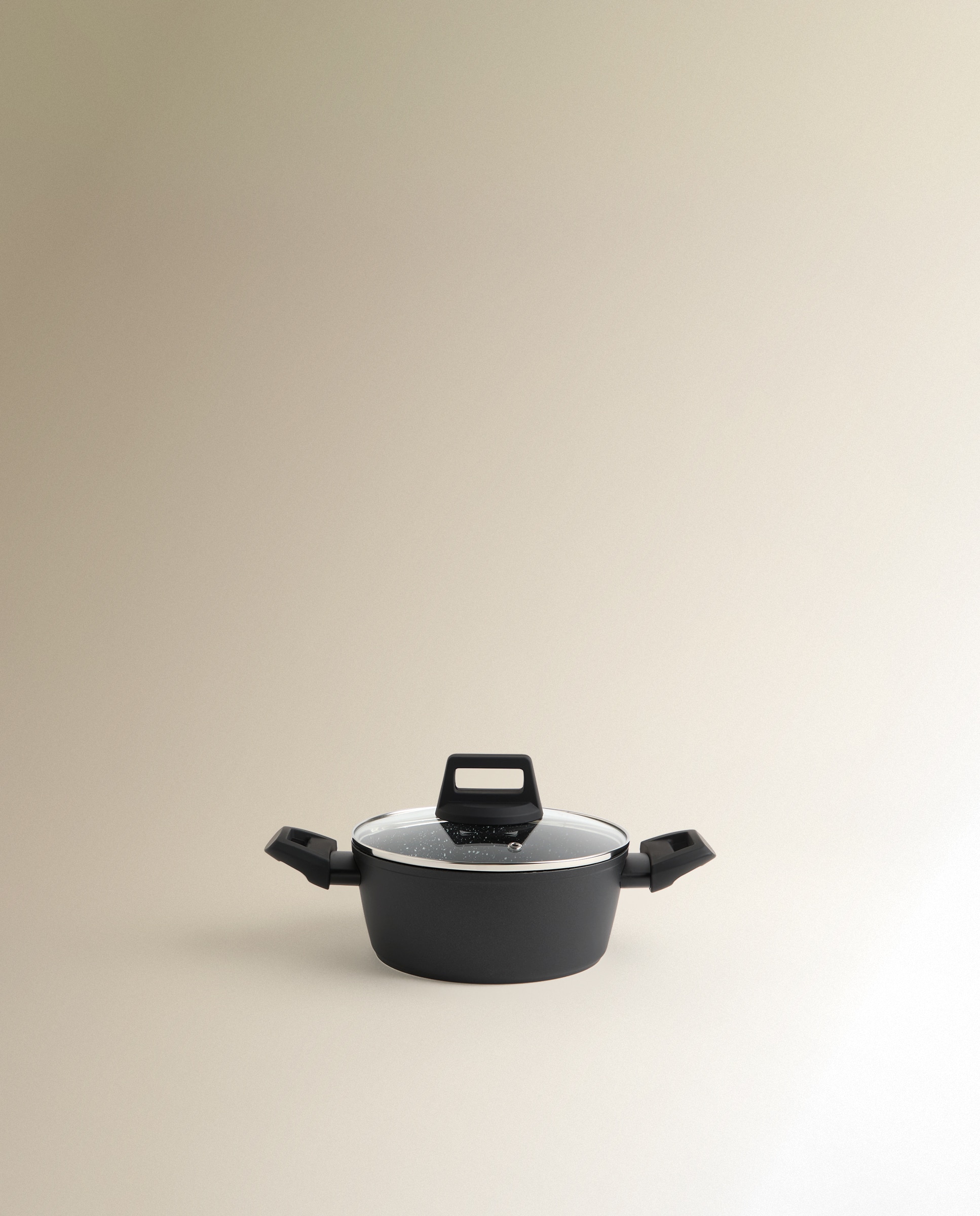 Batería de cocina de 4 piezas de aluminio forjado efecto piedra Stone.. Negro-4