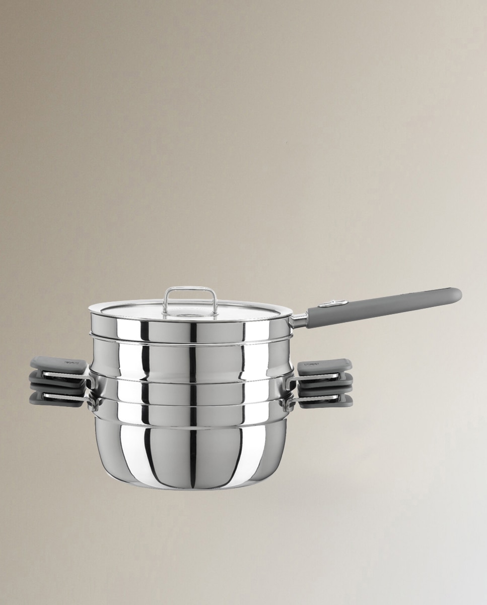 Set de cocina Bra Compac Inox 4 piezas+mango y tapa - Acero Acero-1