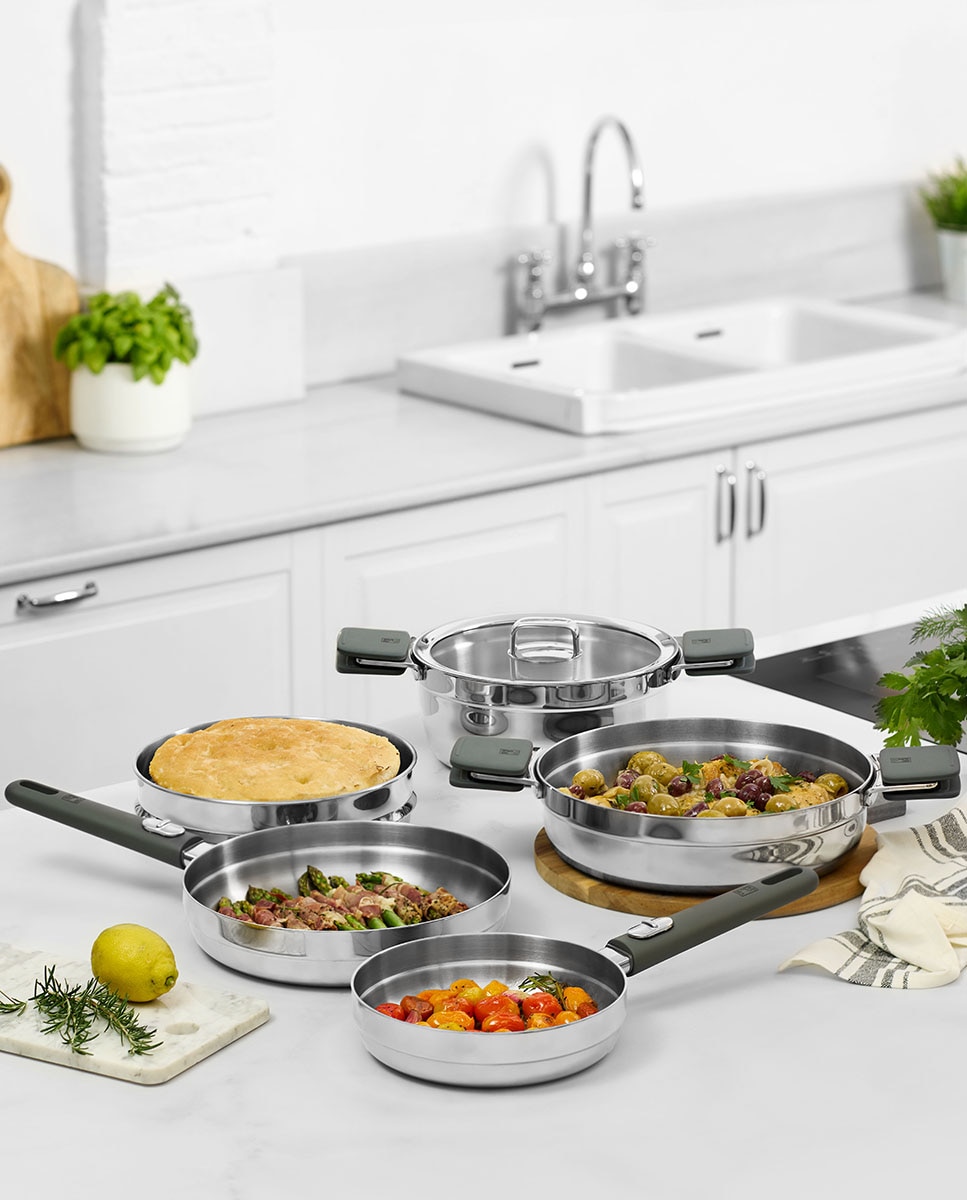 Set de cocina Bra Compac Inox 4 piezas+mango y tapa - Acero Acero-3