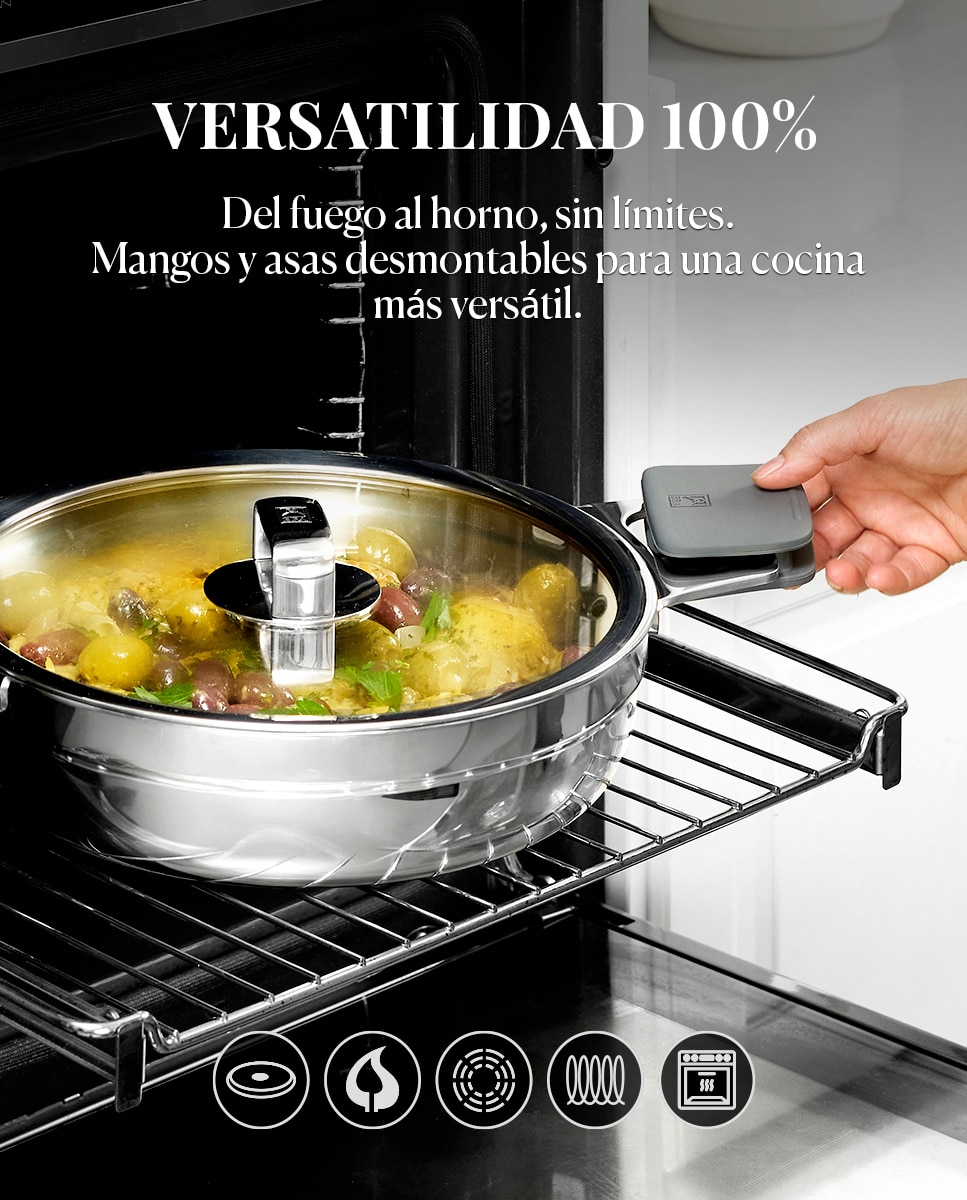 Set de cocina Bra Compac Inox 4 piezas+mango y tapa - Acero Acero-8