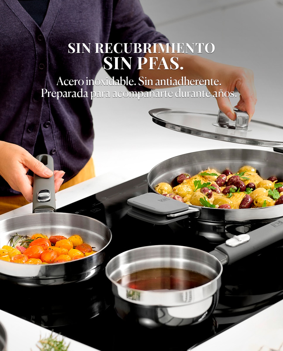 Set de cocina Bra Compac Inox 4 piezas+mango y tapa - Acero Acero-9