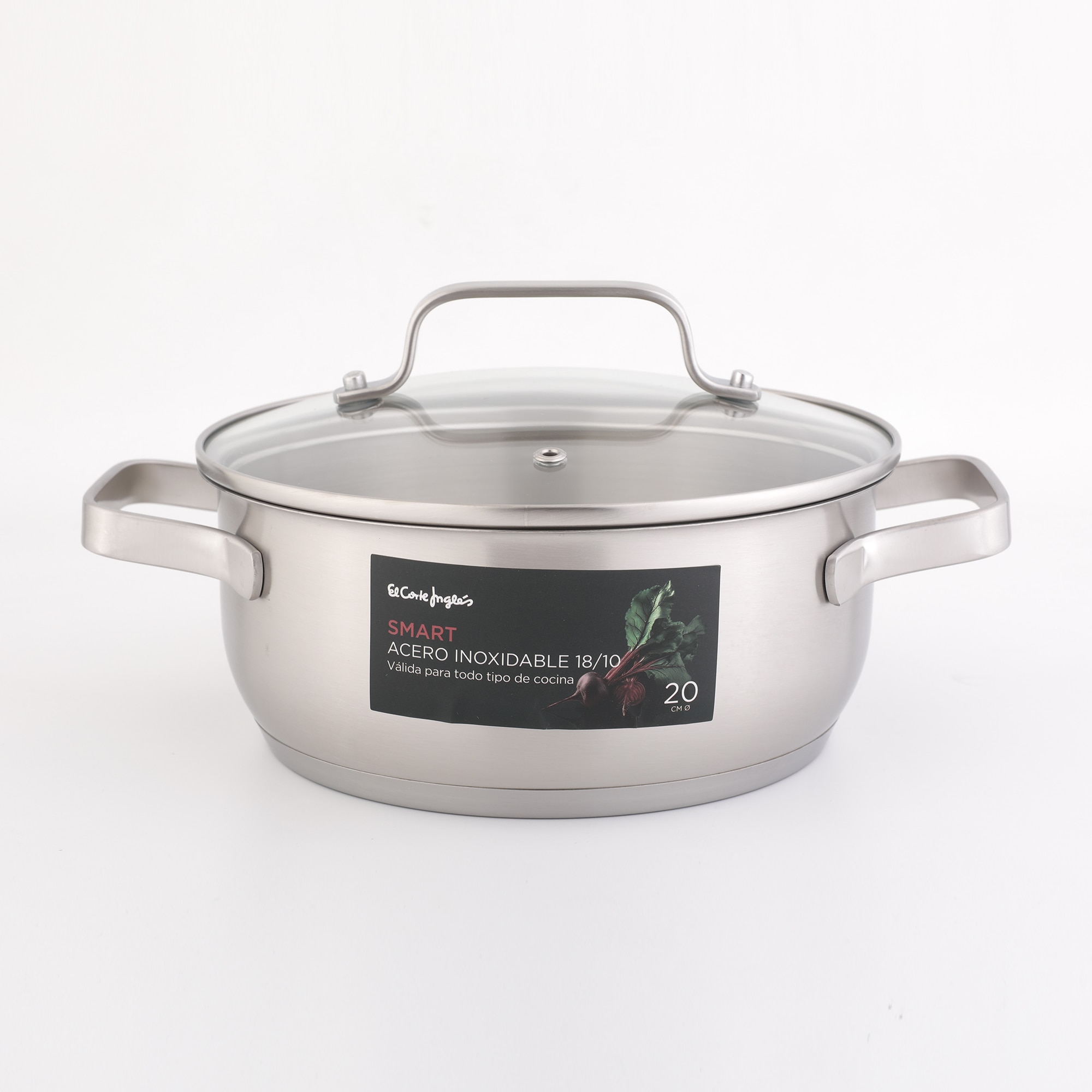 Caçarola de Aço Inoxidável sem Antiaderente com tampa Smart Aço-3