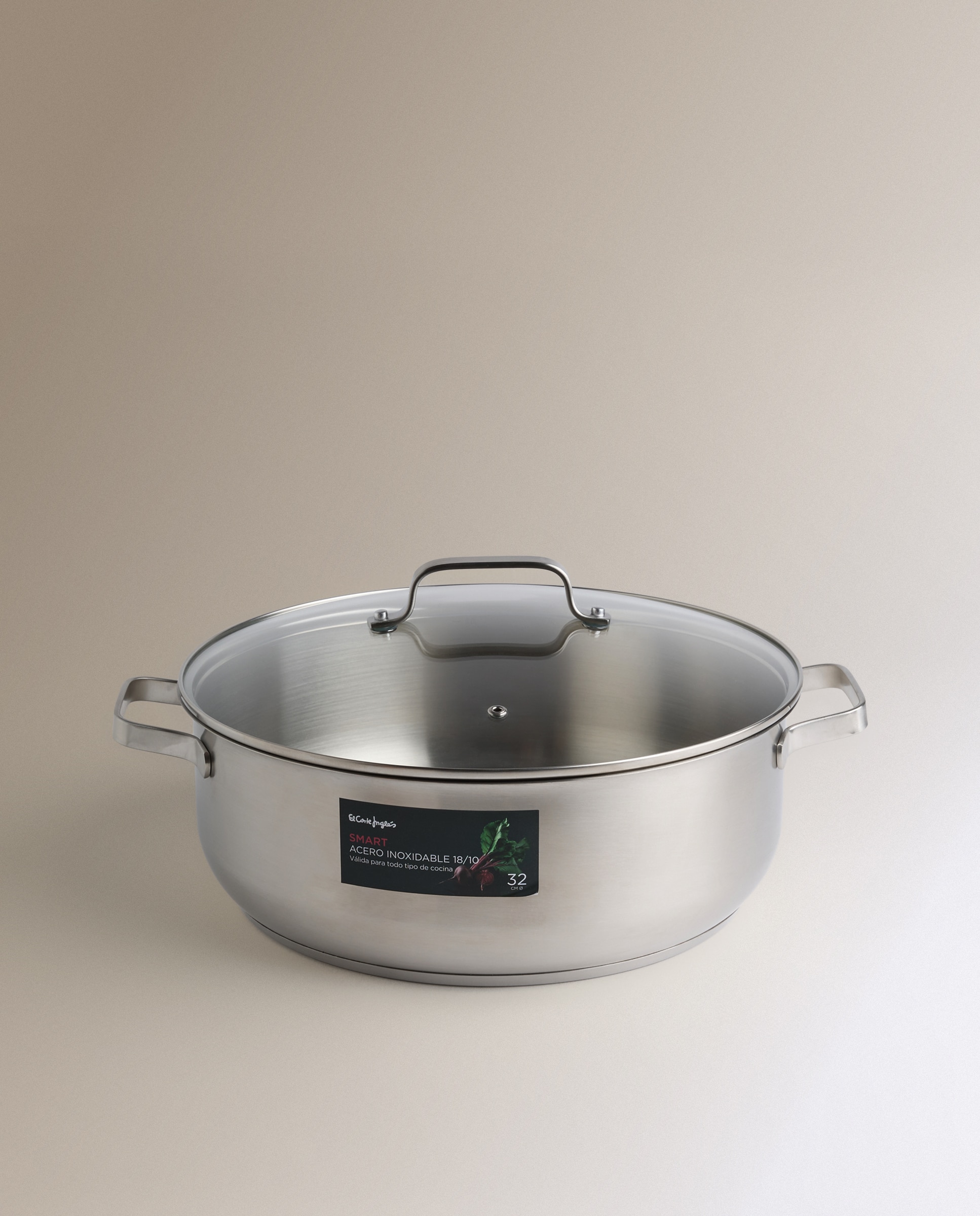 Caçarola de Aço Inoxidável sem Antiaderente com tampa Smart Aço-5