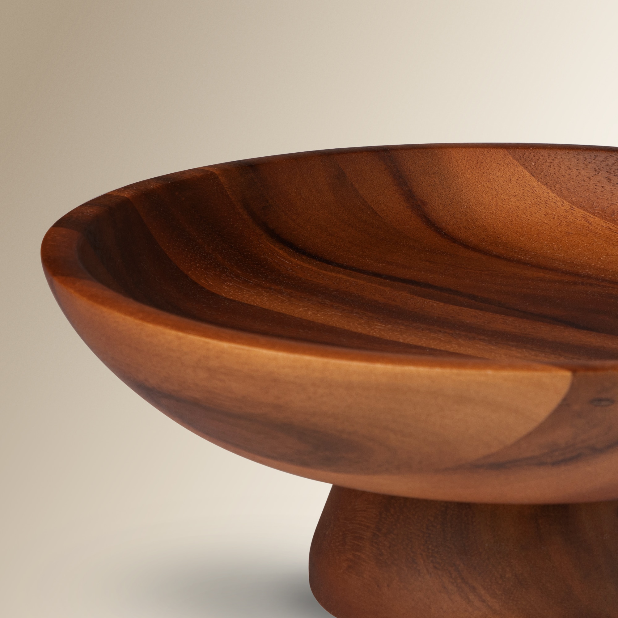 Fruteira com base de madeira de acácia Natural-3