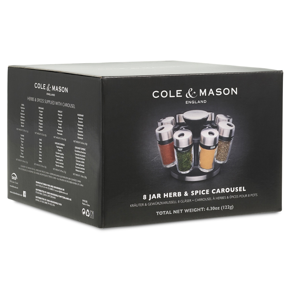 Conjunto de 8 recipientes de especiarias giratório com especiarias Cole & Mason Aço-10