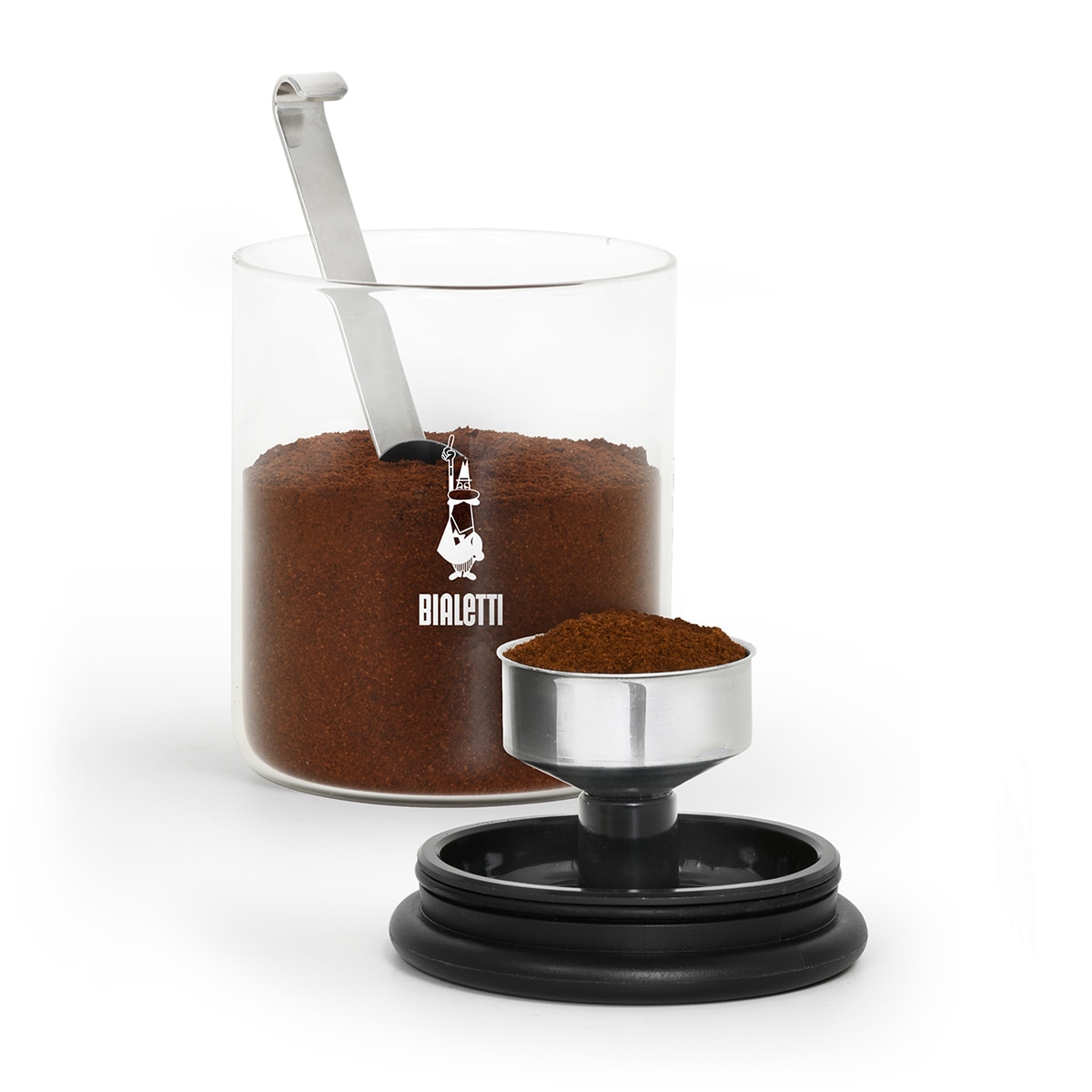 Frasco de vidro para café com colher doseadora Bialetti Transparente-4