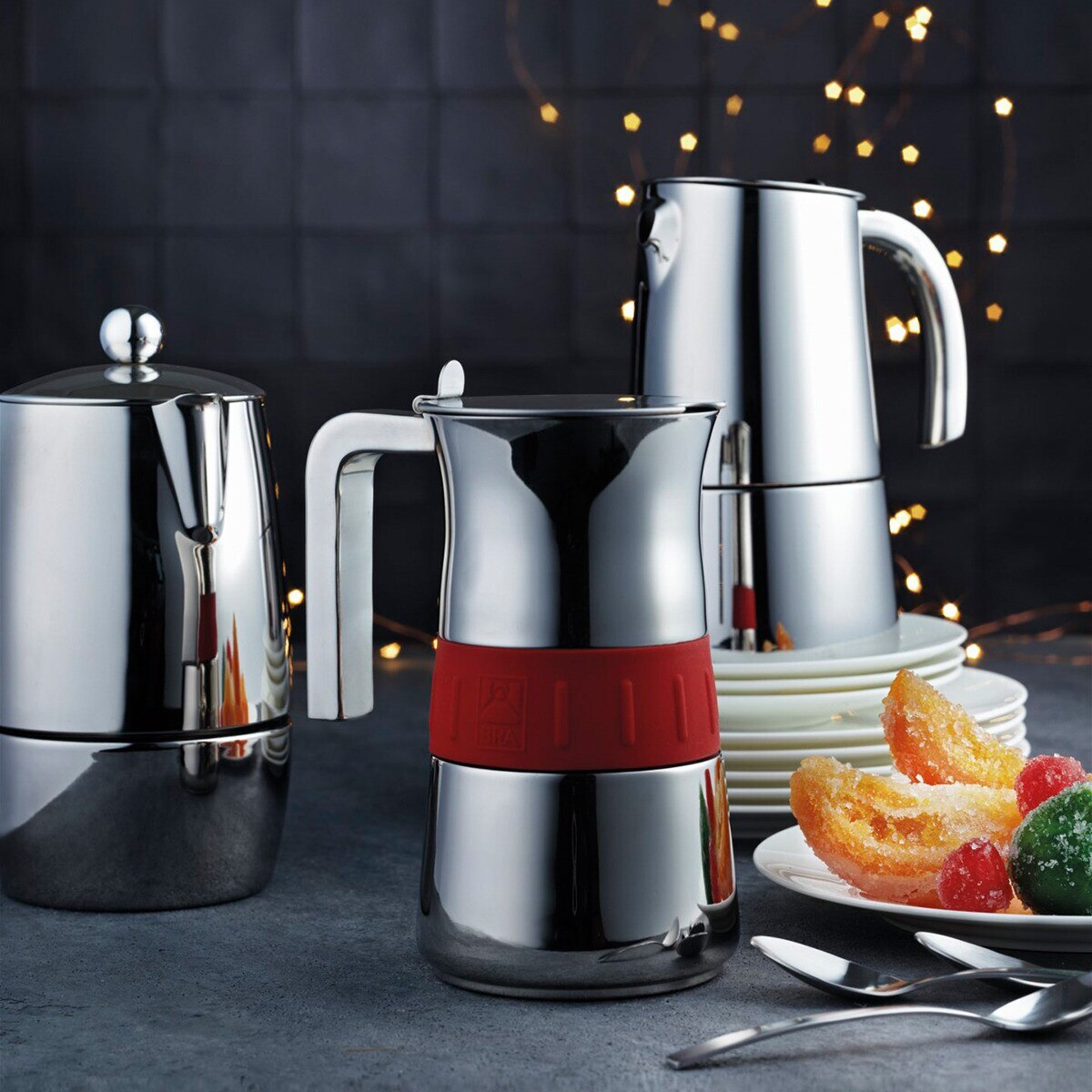 Cafetera italiana de acero inoxidable Magna Bra - Acero 10 Tazas Acero-3