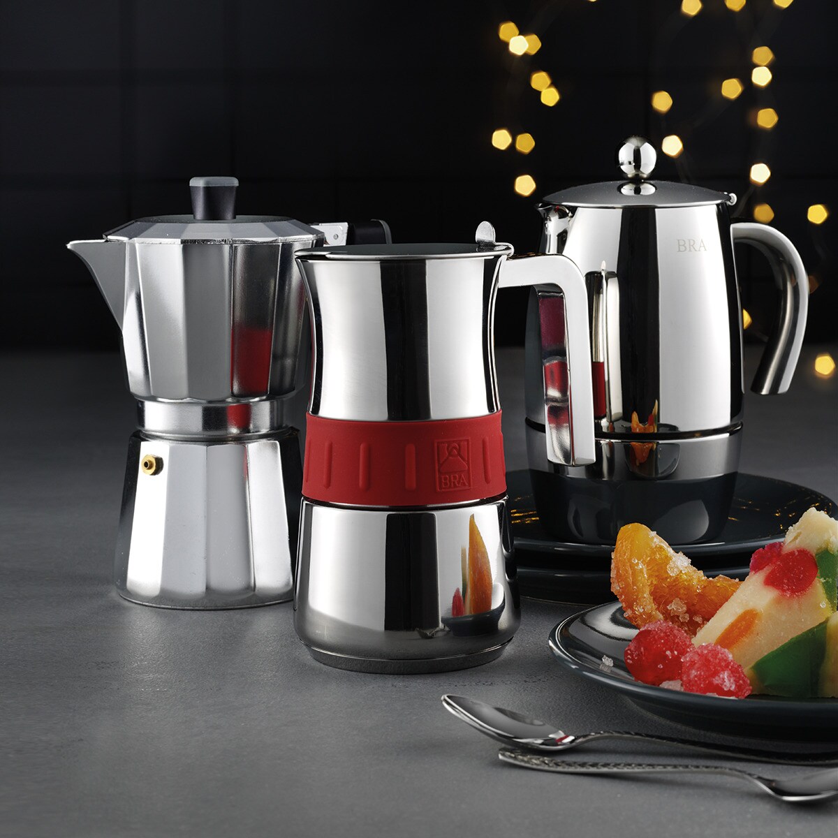 Cafetera italiana de acero inoxidable Magna Bra - Acero 10 Tazas Acero-4
