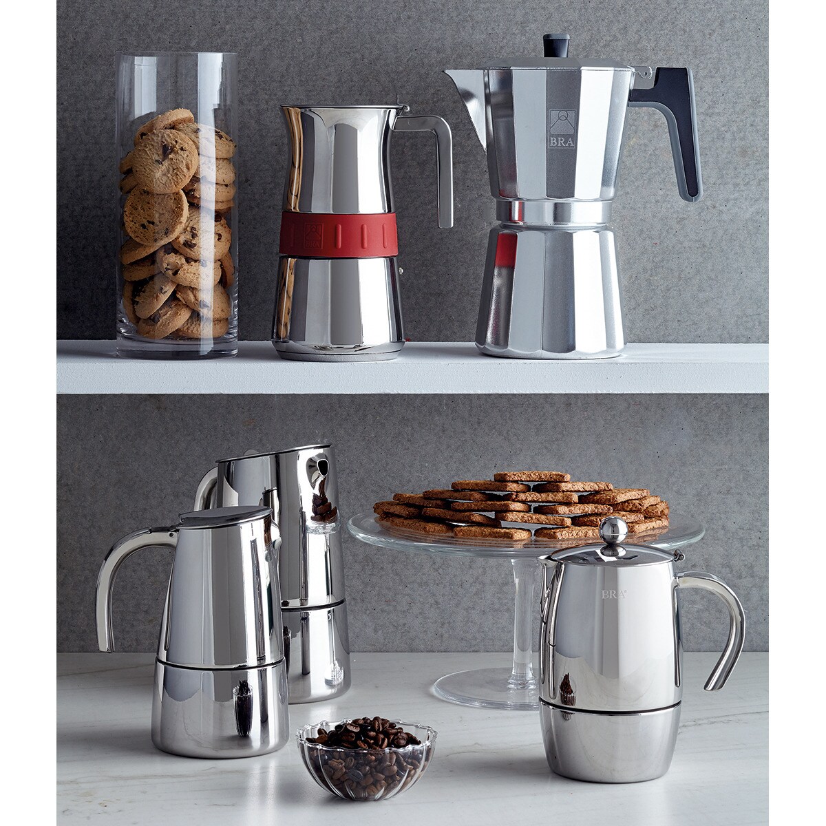 Cafetera italiana de acero inoxidable Magna Bra - Acero 10 Tazas Acero-5