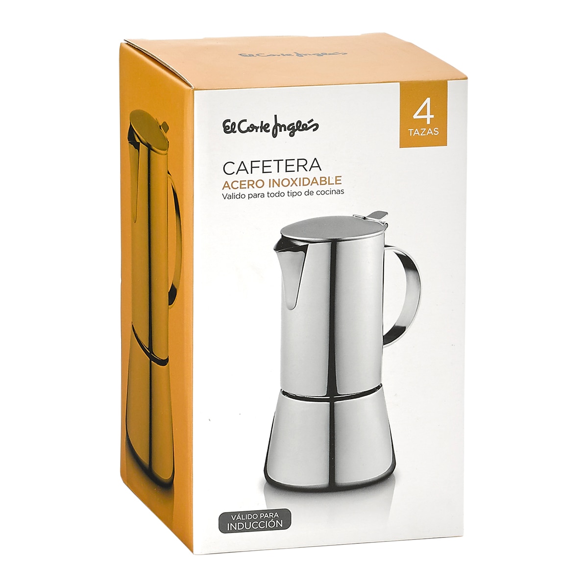 Cafetera italiana de acero inoxidable apta inducción El Corte Inglés Acero-4