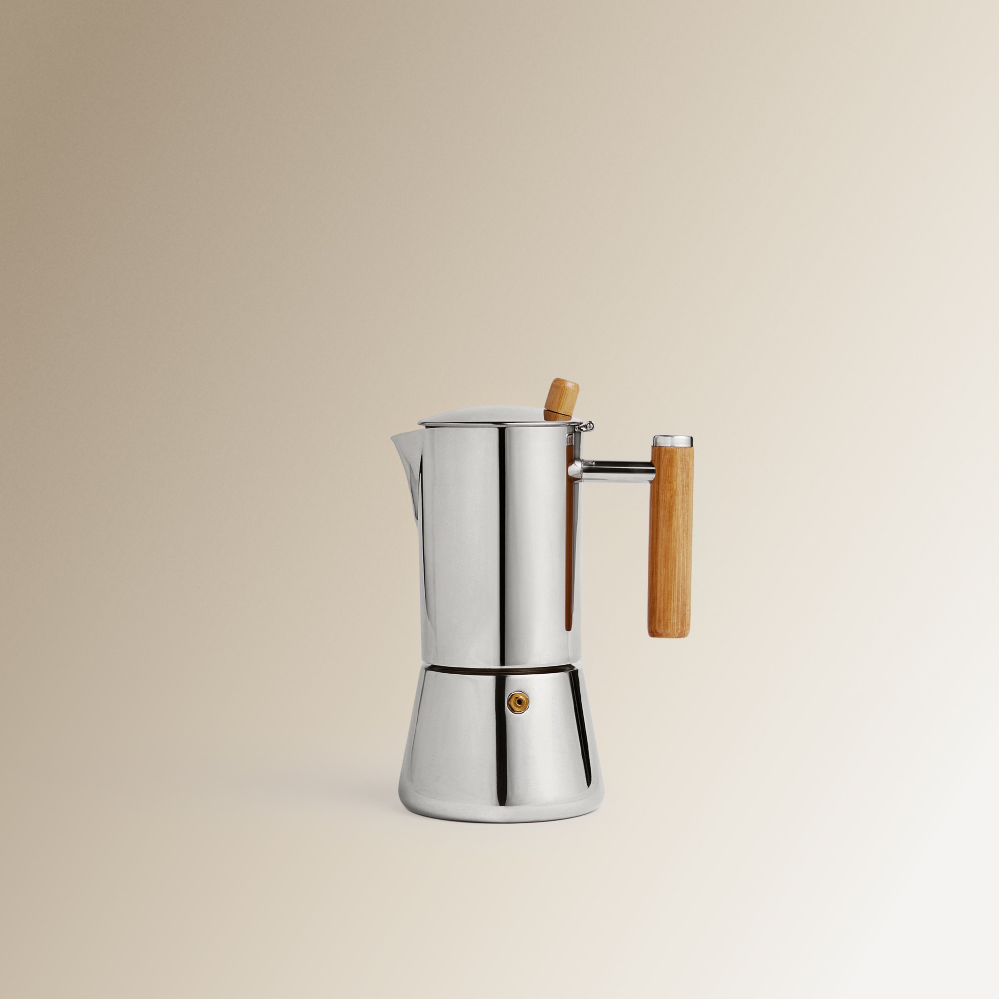Cafeteira de aço inoxidável com pega de acácia Aço-1